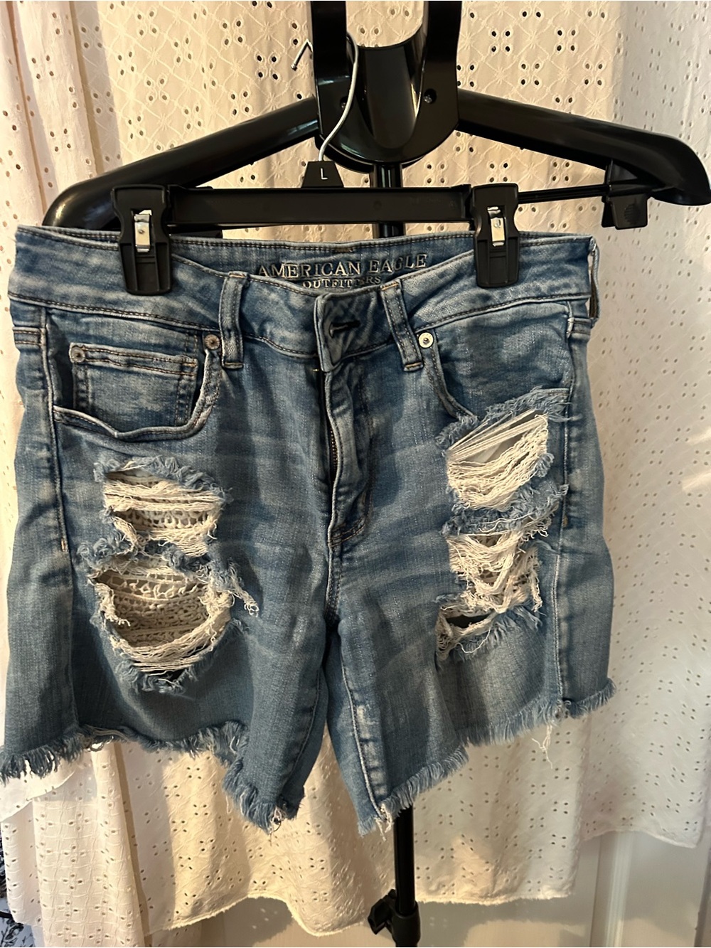 American Eagle Outfitters Distressed Light Blue Denim Cutoff Shorts